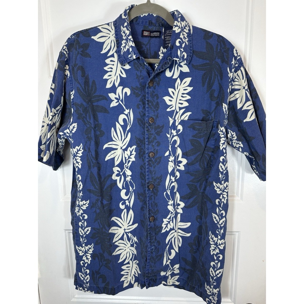 Faded Glory Men's Sz S Hawiian Style Blue & White Short Sleeve 100%Cotton Shirt